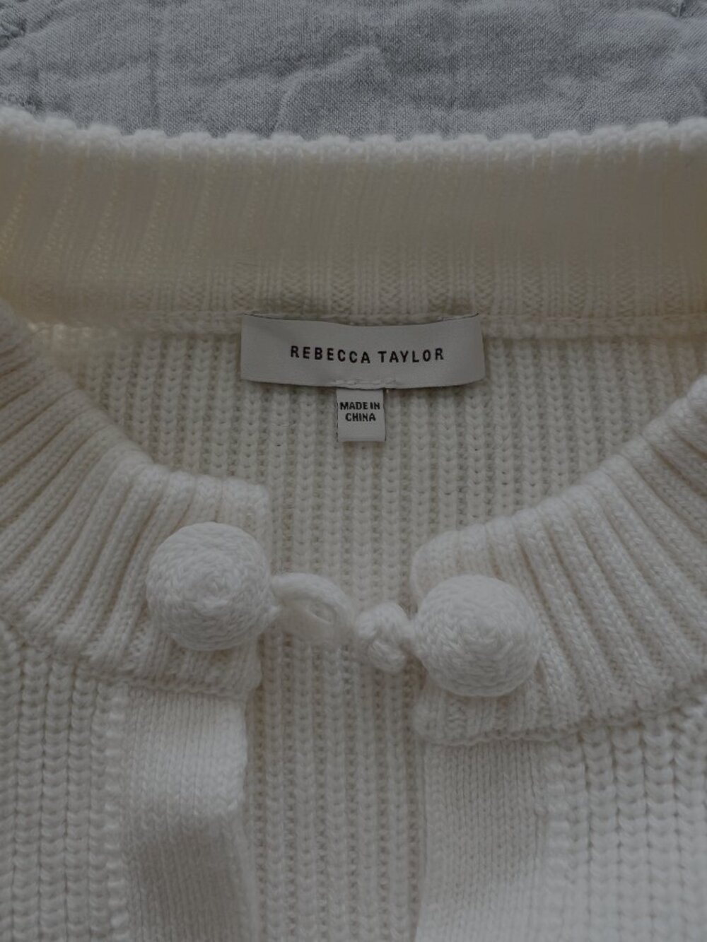 Rebecca Taylor Novelty Wool Peplum Cardi Cream Size M - Picture 4 of 4